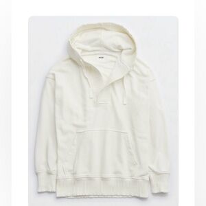 AERIE DOWN-TO-EARTH HENLEY HOODIE WHITE - NWOT